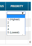 Screenshot of course priority menu