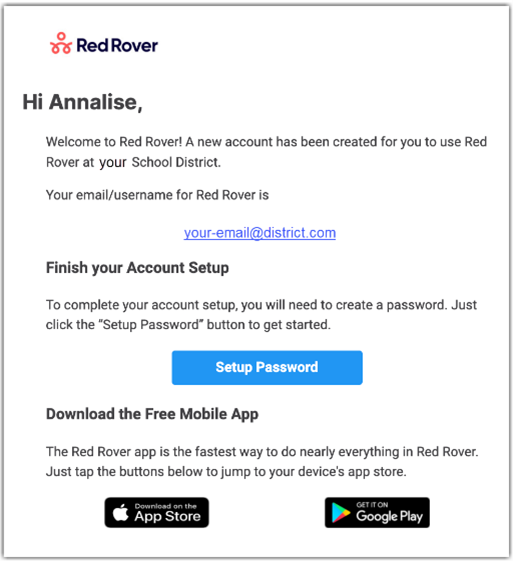 Red Rover Invite Email